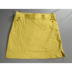 Rafaella Skort Women 10 Yellow Stretch Button Waist Casual Summer Golf